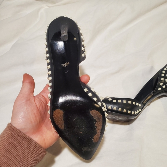 Kenneth Cole New York Black / White Spiked d'Orsay Heels - Picture 6 of 9